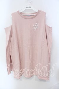 axes femme POETIQUE / 刺繍オフショルロンＴ  ピンク O-25-08-30-069-AX-TS-OW-ZT010