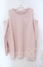 画像1: axes femme POETIQUE / 刺繍オフショルロンＴ  ピンク O-25-08-30-069-AX-TS-OW-ZH (1)