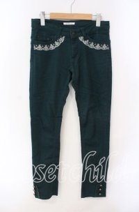 axes femme / ローズ刺繍パンツ M グリーン O-25-08-30-075-AX-PA-OW-ZT257