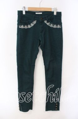 画像1: axes femme / ローズ刺繍パンツ M グリーン O-25-08-30-075-AX-PA-OW-OS