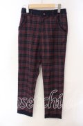 axes femme / レース配色チェックパンツ M ワイン O-25-08-30-076-AX-PA-OW-OS