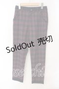 axes femme / レース配色チェックパンツ M ワイン O-25-08-30-076-AX-PA-OW-ZT272