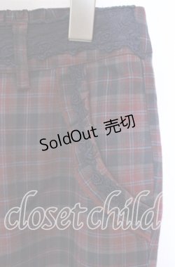 画像2: axes femme / レース配色チェックパンツ M ワイン O-25-08-30-076-AX-PA-OW-ZT272