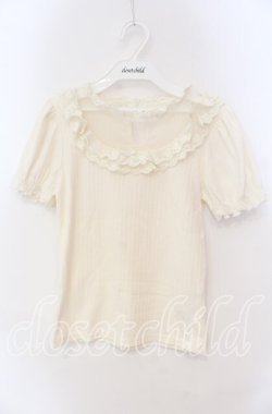 画像1: Ank Rouge / デコルテレース切り替えテレコトップス M アイボリー O-25-08-30-078-CA-TO-OW-OS