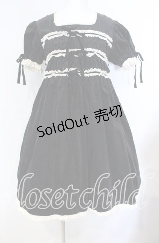 画像1: metamorphose / 別珍袖付ジャンパースカート  クロ O-25-08-30-008-ME-OP-OW-OS (1)