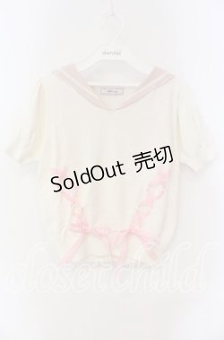 画像1: Ank Rouge / スピンドルセーラーニットトップス M アイボリー×ピンク O-25-08-30-089-CA-TO-OW-OS