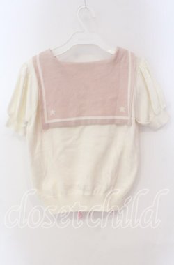 画像2: Ank Rouge / スピンドルセーラーニットトップス M アイボリー×ピンク O-25-08-30-089-CA-TO-OW-OS
