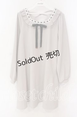 画像1: Amavel / はしごレースリボンAラインワンピース F グレー O-25-08-30-091-CA-OP-OW-OS