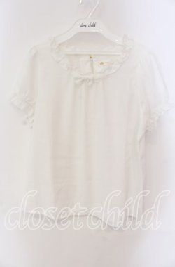 画像1: Ank Rouge / リボンフリルプルブラウス M シロ O-25-08-30-094-CA-BL-OW-OS