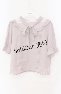 画像1: evelyn / ドットチュール切り替えリボンブラウス  ピンク O-25-08-30-095-LO-BL-OW-OS