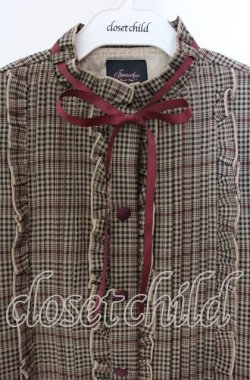画像2: Swankiss / PI check frill ブラウス F ベージュ O-25-08-30-102-CA-OP-OW-OS