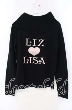 画像1: LIZ LISA / ロゴ刺繍タートルニット  クロ×ピンク O-25-08-30-109-LO-TO-OW-OS