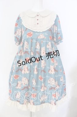 画像1: LOLITA / 猫柄ワンピース M ブルーグリーン O-25-08-30-010-LO-OP-OW-OS