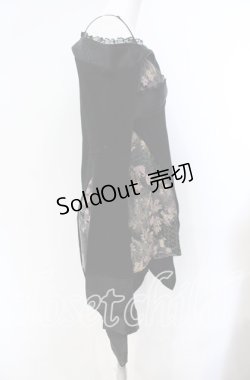 画像3: Qutie Frash / ちりめん切り替えオフショル着物カーディガン  ブラック O-25-08-30-013-QU-TO-OW-OS