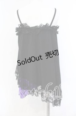 画像3: Qutie Frash / サテン切り替えキャミソール  ブラック×パープル O-25-08-30-014-QU-TO-OW-OS
