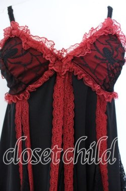 画像2: Qutie Frash / カップ入蜘蛛メッシュベビードールワンピース  ブラック×レッド O-25-08-30-015-QU-OP-OW-OS