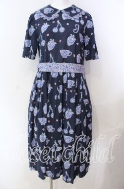 画像1: Jane Marple / Bonjour Millefleursのコレットドレス M ネイビー O-25-08-30-003-JM-OP-OW-OS