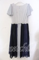 画像3: axes femme / 多配色ドッキングロングワンピース M ネイビー O-25-08-30-020-AX-OP-OW-ZH (3)
