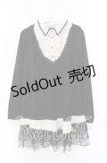 axes femme / 裾チュールブロッキングチュニ M クロ O-25-08-30-024-AX-OP-OW-OS