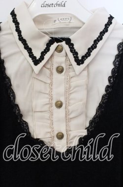 画像2: axes femme / 裾チュールブロッキングチュニ M クロ O-25-08-30-024-AX-OP-OW-OS