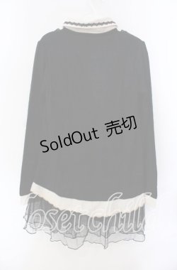 画像3: axes femme / 裾チュールブロッキングチュニ M クロ O-25-08-30-024-AX-OP-OW-OS