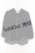 axes femme / 縦レース使いパーカー M クロ O-25-08-30-026-AX-TO-OW-OS
