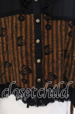 画像2: h.NAOTO / Alice Through the Looking Glassブラウス M ブラック×ブラウン O-25-08-30-029-HN-BL-OW-OS
