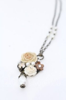 画像1: hanakabeads / ミルクティーコラージュのpetitネックレス  アイボリー O-25-08-31-069-LO-AC-OW-OS