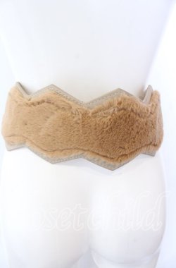 画像2: axes femme / ファー使いバックルベルト  ベージュ O-25-08-31-008-AX-ZA-OW-OS