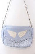 Candy Stripper / 羽合皮ショルダーバッグ  サックス O-25-08-31-084-PU-BG-IG-OS