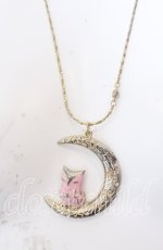 画像1: MILK / ムーンオウルネックレス  ピンク×シルバー O-25-08-31-089-ML-AC-IG-OS (1)