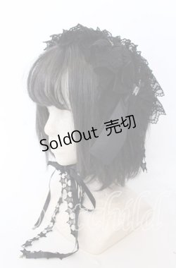 画像1: metamorphose / Magical moon light レースフリルヘッドドレス  クロ O-25-08-31-091-ME-AC-OW-OS