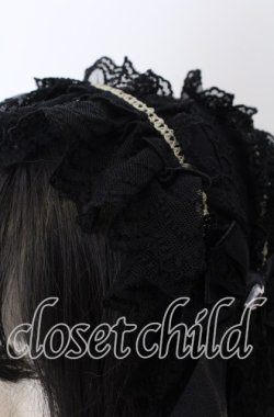 画像2: metamorphose / Magical moon light レースフリルヘッドドレス  クロ O-25-08-31-091-ME-AC-OW-OS