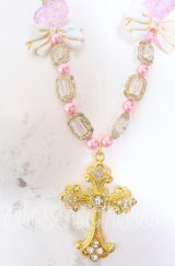 Estrellas / クロスビーズネックレス  ピンク O-25-08-31-020-EL-AC-OW-ZT394-F003