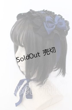 画像1: ATELIER PIERROT / Lace-up Frill Headdress  ブラック×ネイビー O-25-08-31-047-EL-AC-OW-OS