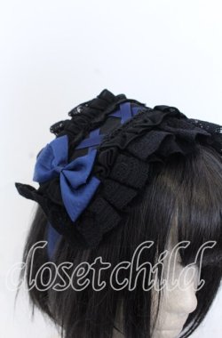 画像2: ATELIER PIERROT / Lace-up Frill Headdress  ブラック×ネイビー O-25-08-31-047-EL-AC-OW-OS