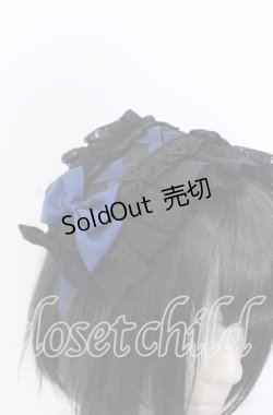 画像2: ATELIER PIERROT / Lace-up Frill Headdress  ブラック×ネイビー O-25-08-31-047-EL-AC-OW-OS