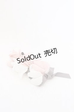 画像1: axes femme / フラワーリボンバレッタ  ピンク×シロ×グレー O-25-08-31-053-AX-AC-OW-OS