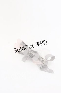 画像2: axes femme / フラワーリボンバレッタ  ピンク×シロ×グレー O-25-08-31-053-AX-AC-OW-OS
