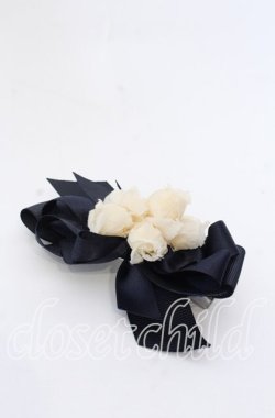 画像1: axes femme / お花＆リボンヘアクリップ  ネイビー×キナリ O-25-08-31-054-AX-AC-OW-OS