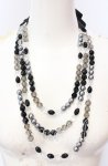 画像1: 【SALE】INGEBORG / ビーズ＆リボンネックレス  クロ×クリア O-25-09-01-032-LO-AC-OW-ZT485-F003 (1)