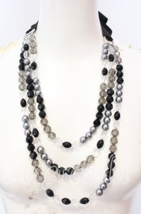 INGEBORG / ビーズ＆リボンネックレス  クロ×クリア O-25-09-01-032-LO-AC-OW-ZT485-F003