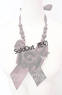 画像2: 【SALE】INGEBORG / カメリア＆ローズリボンネックレス  ワイン O-25-09-01-033-LO-AC-OW-ZT485-F003