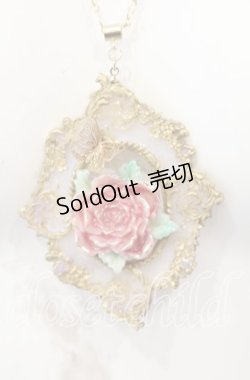 画像1: AngelicareBliranteVestitura / ローズフレームネックレス  ゴールド×ピンク O-25-09-01-038-LO-AC-OW-OS