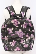 TRAVAS TOKYO / 総柄プリントバックパック  ブラックｘパープル O-25-09-03-026-PU-BG-YM-OS