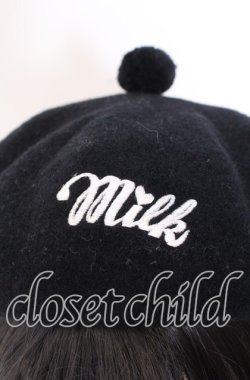 画像2: MILK / ポンポン付きベレー  クロ O-25-09-03-027-ML-AC-OW-OS