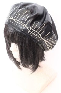 CuLLt / GOKOU BERET　ベレー  ブラック×シルバー O-25-09-03-039-PU-AC-IG-ZT387