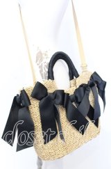 INGEBORG / リボンデザインメイズバッグ  ナチュラル×クロ O-25-09-03-004-LO-BG-IG-ZT501