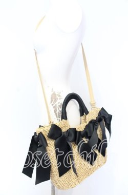 画像2: INGEBORG / リボンデザインメイズバッグ  ナチュラル×クロ O-25-09-03-004-LO-BG-IG-ZT501