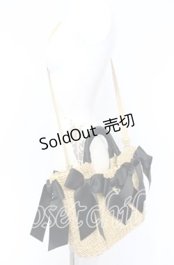 画像2: INGEBORG / リボンデザインメイズバッグ  ナチュラル×クロ O-25-09-03-004-LO-BG-IG-OS